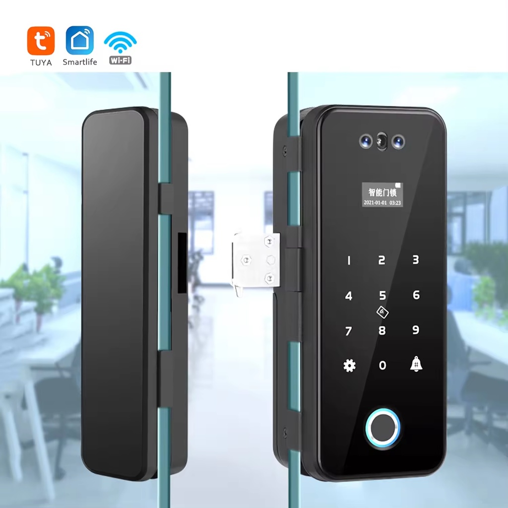 WIFI 3D Face Glass Door Lock with Screen Model PST-R400G (A,C)