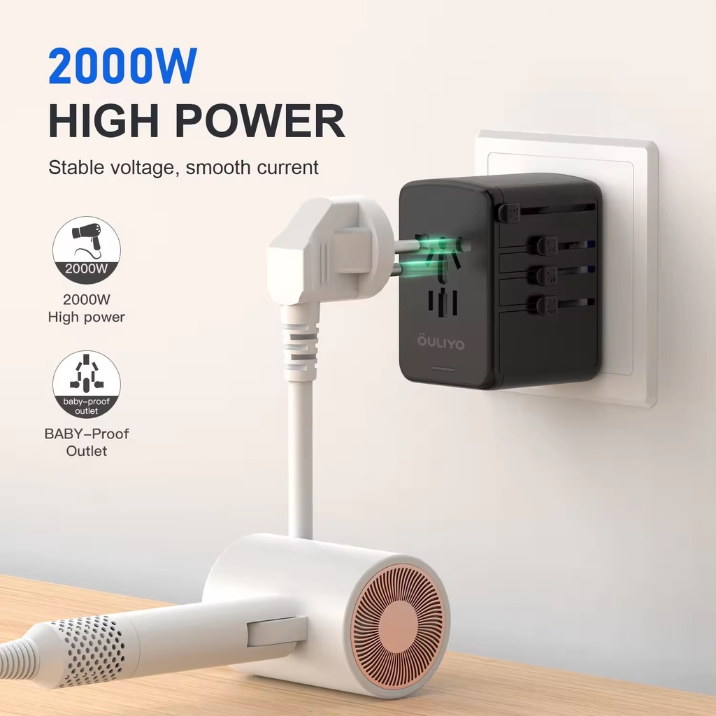 International travel adapter with PD 35W 