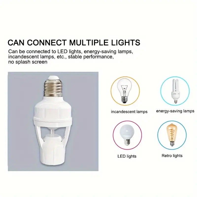E27 LED Light Bulb Holder With Pir Motion Sensor