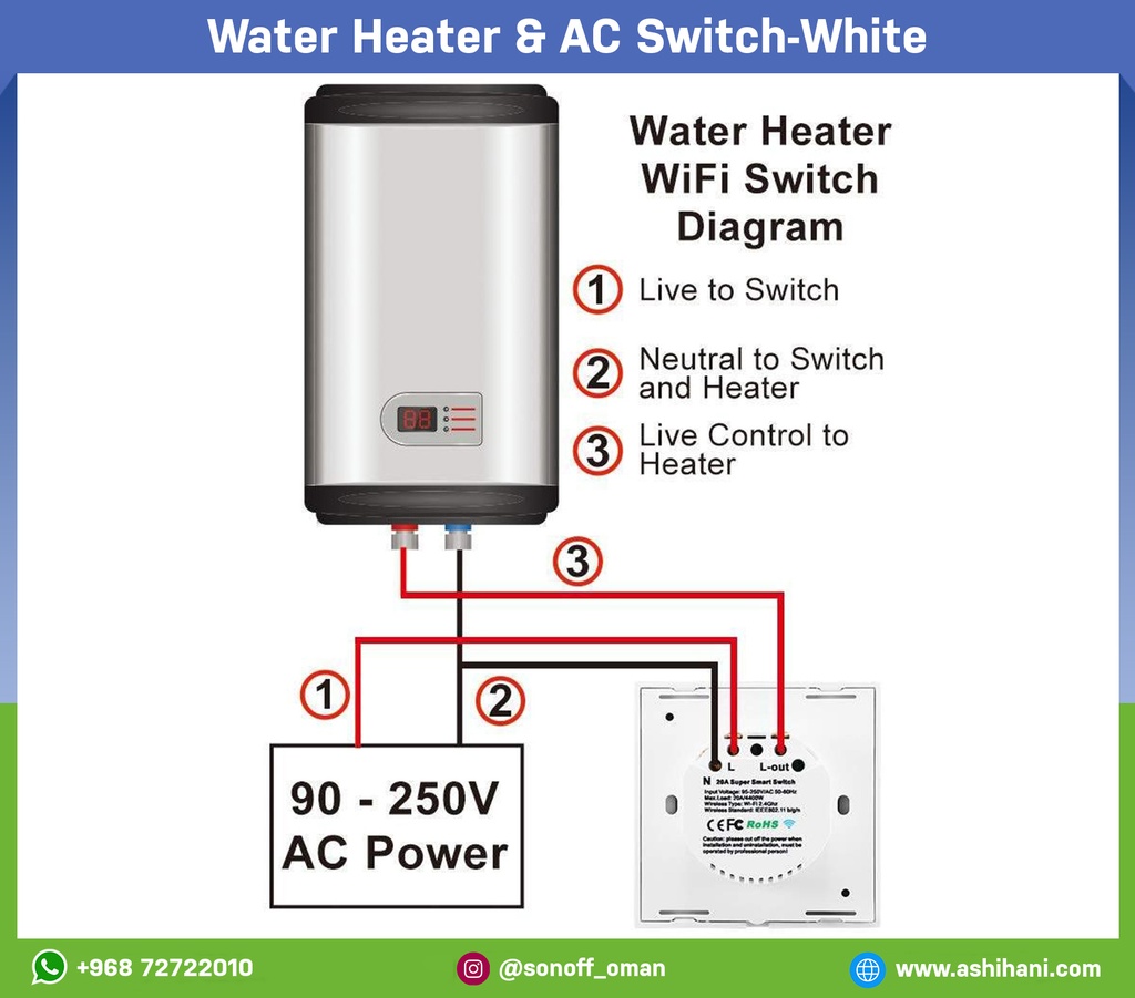 Water Heater & AC Switch-White