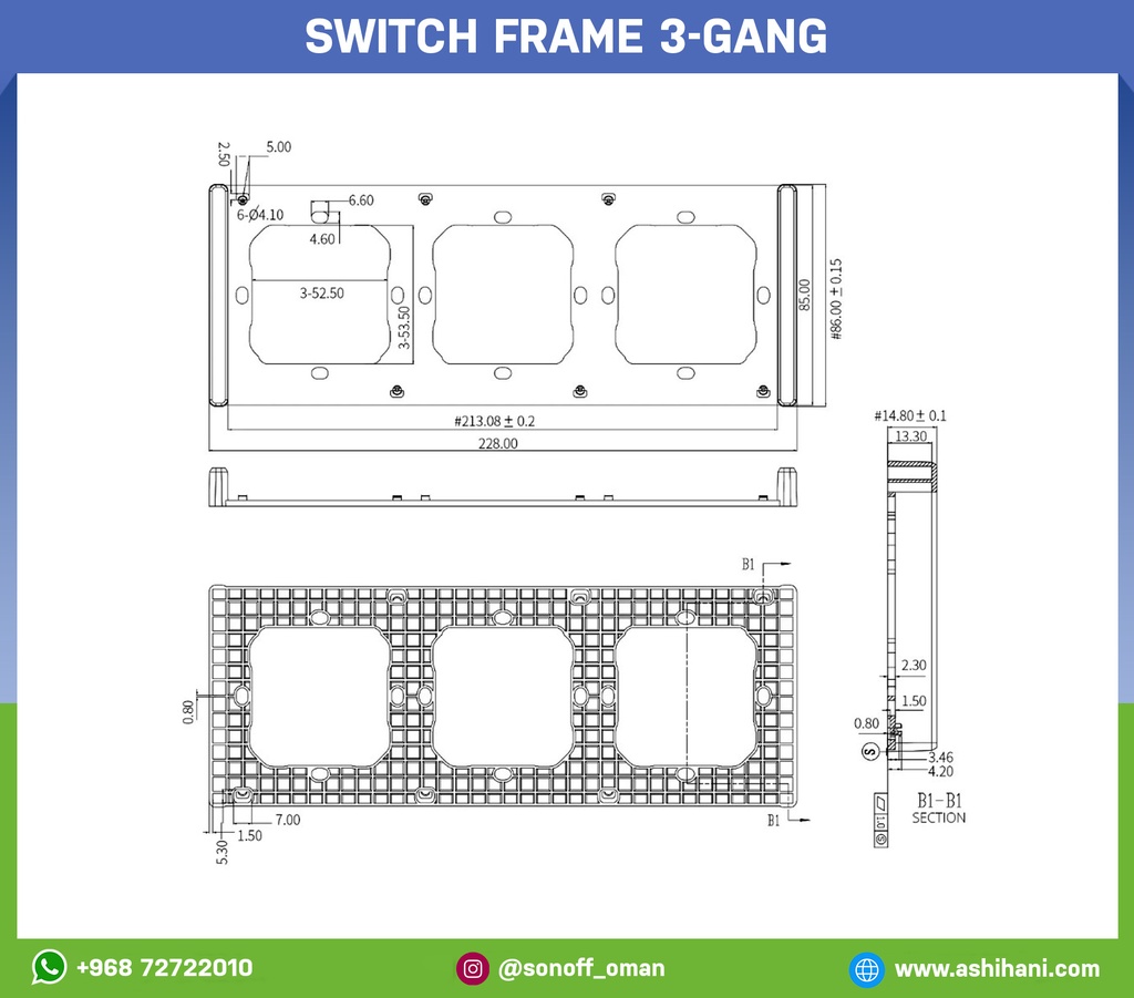 Switch frame 3-gang