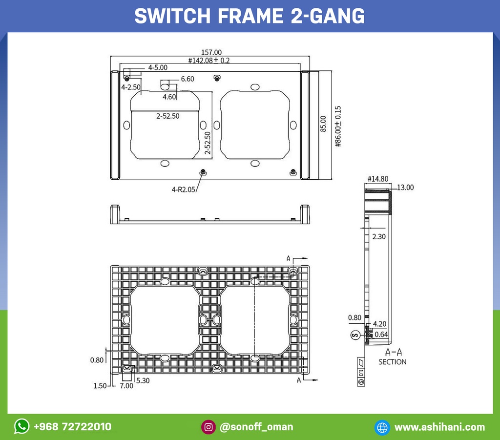Switch frame 2-gang