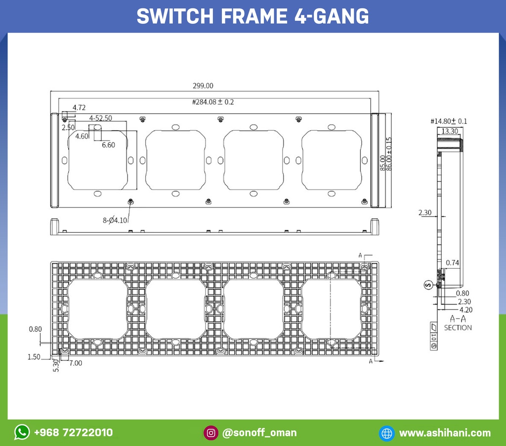 Switch frame 4-gang