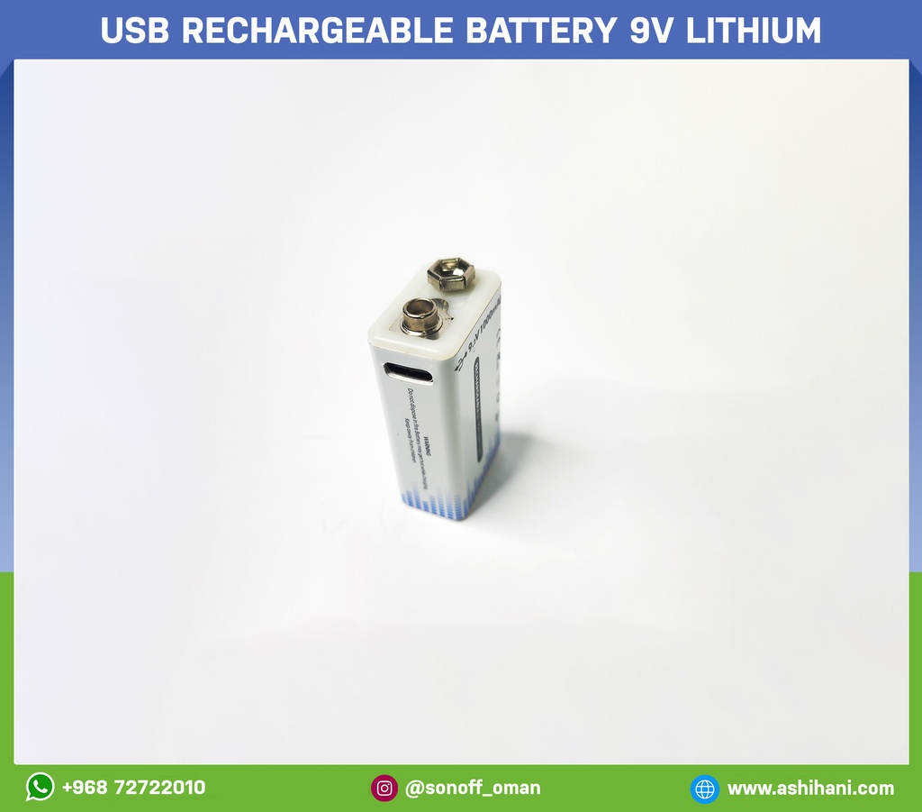 USB Rechargeable battery 9v Lithium