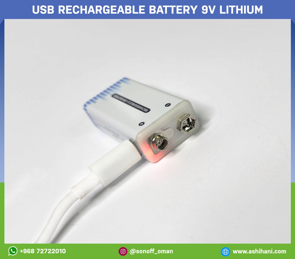 USB Rechargeable battery 9v Lithium