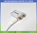 USB Rechargeable battery 9v Lithium