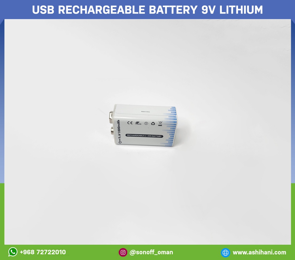 USB Rechargeable battery 9v Lithium