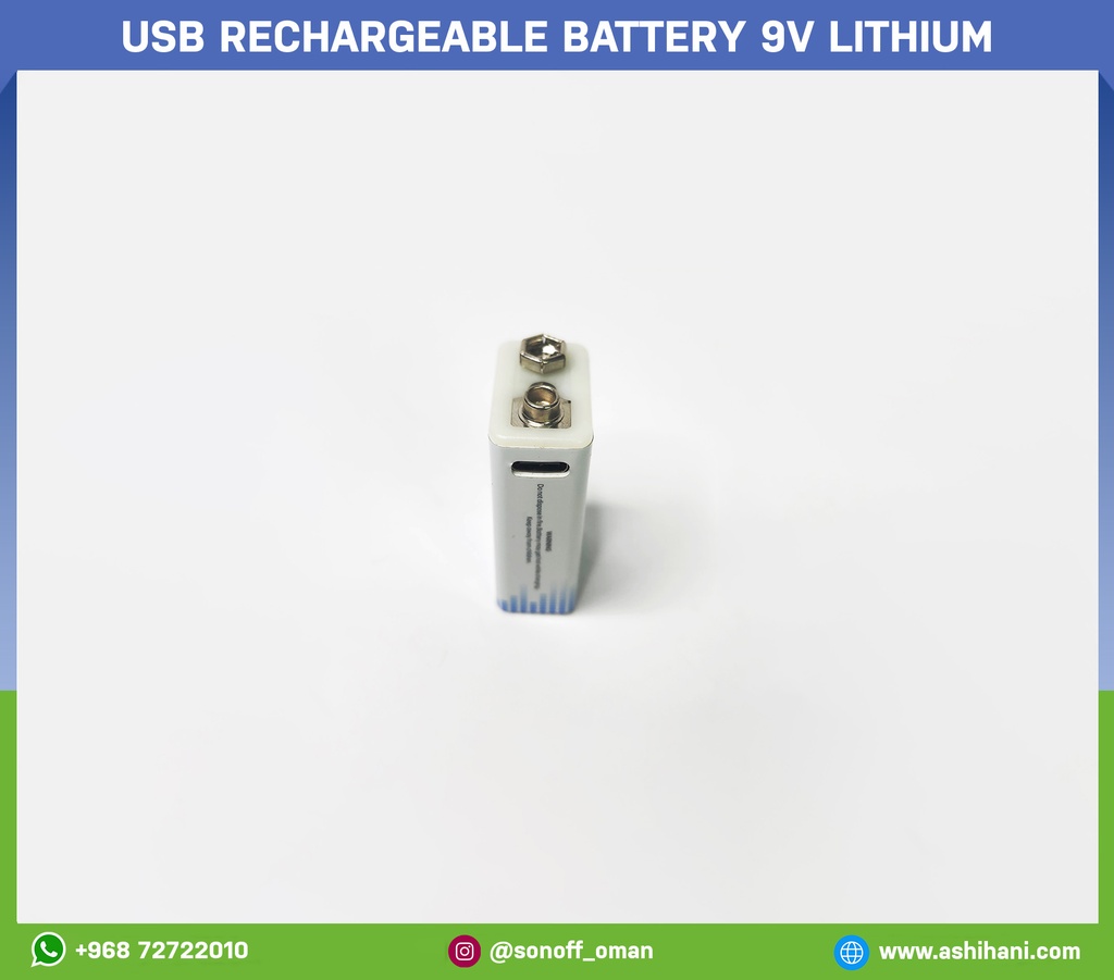 USB Rechargeable battery 9v Lithium