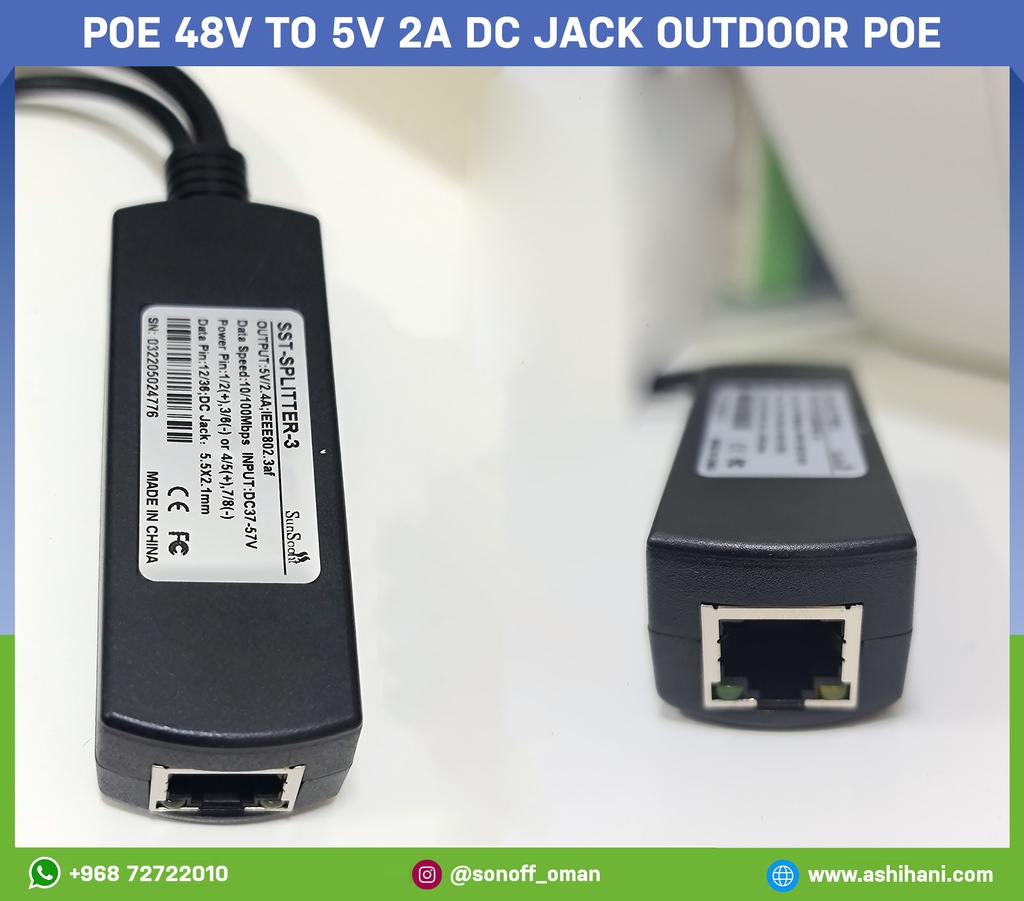 POE 48V to 5V 2A DC jack outdoor PoE