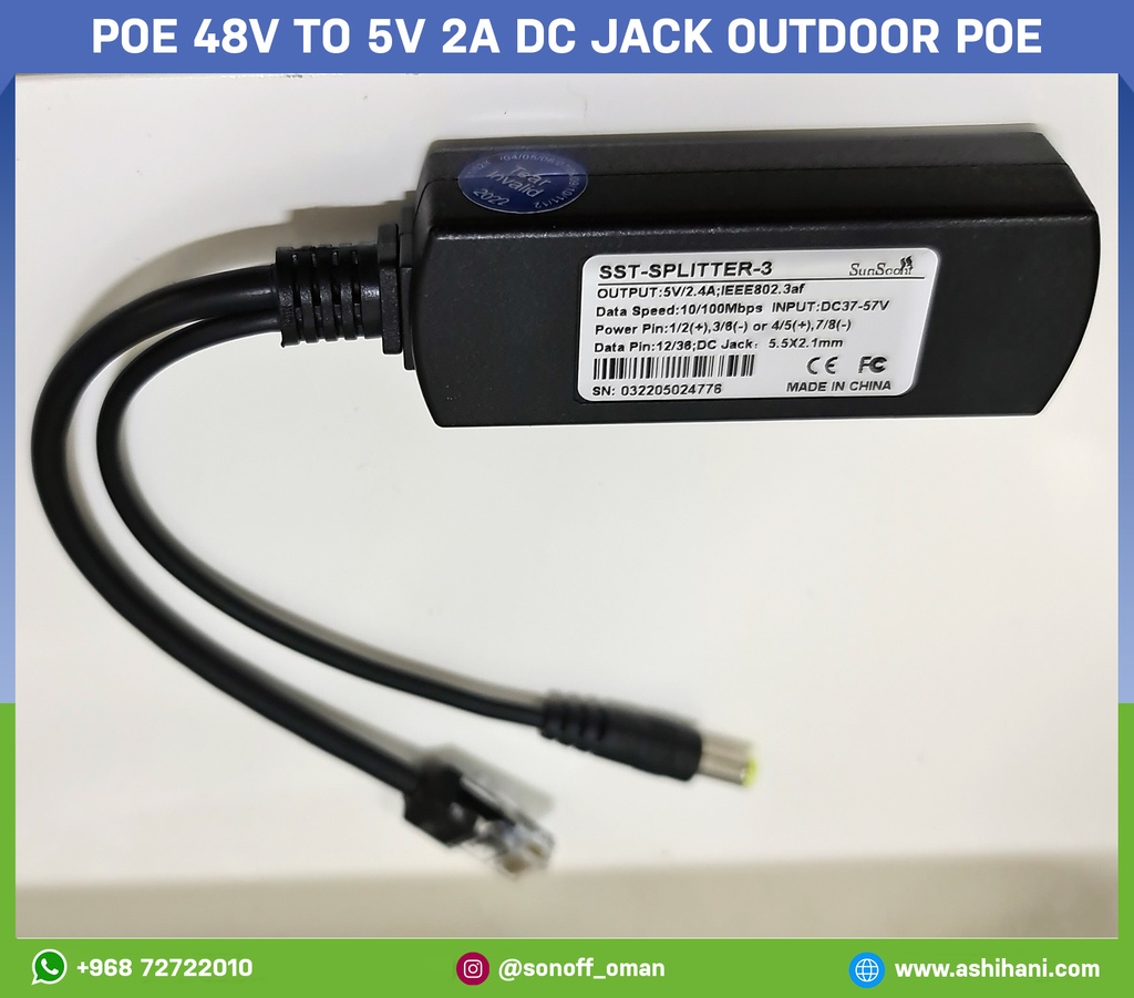 POE 48V to 5V 2A DC jack outdoor PoE