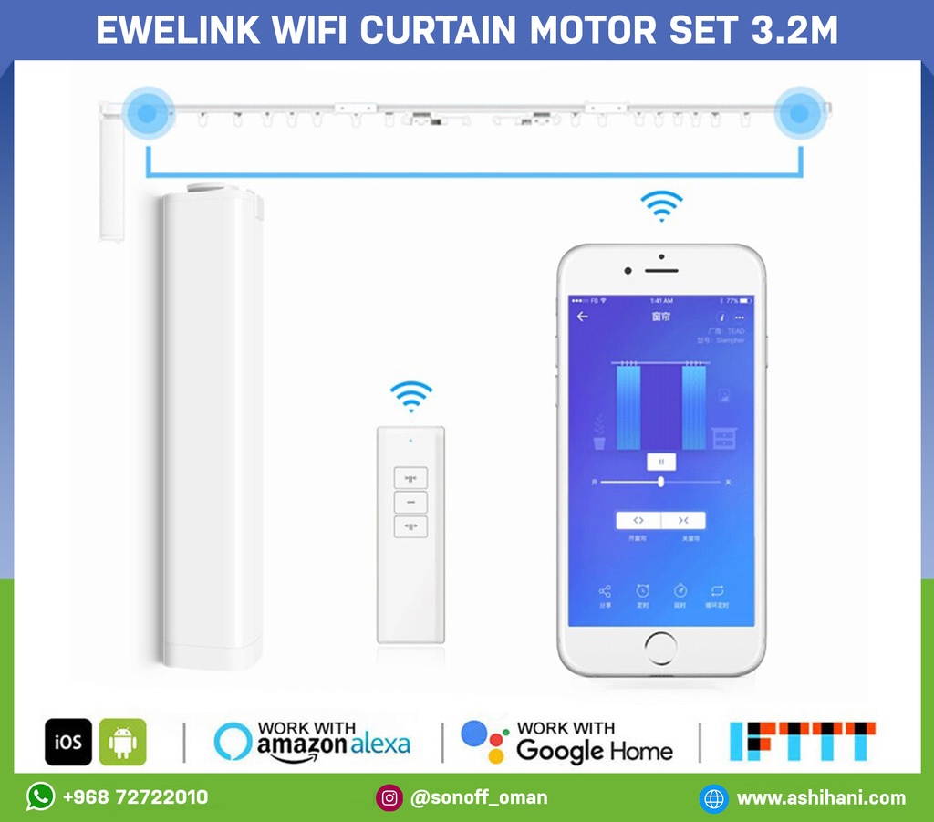 eWelink Wifi Curtain Motor Set 3.2M