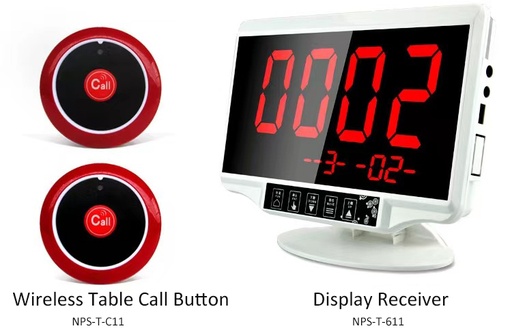 [7072022126054] Display receiver table service call button restaurant wireless waiter call system
